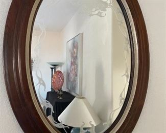 Etched glass mirror
