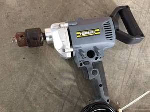 Performax 5/8th Inch Low Gear Electric Drill model 241-0956 with minor surface rust and in good working order.