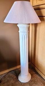 White Pillar Floor Lamp. Works great! Measures 61” high.