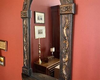 Lot 3: $75- Arched mirror with small shelf 42"H x 24"W purchased at Gump's years ago