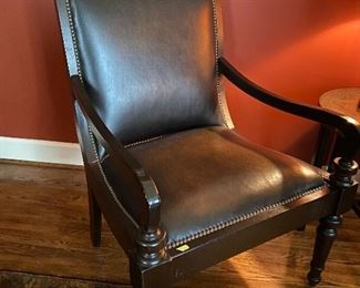 Lot 1: $250-Leather armchair 42"H x 28-1/2"W x 27"D