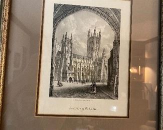 Lot: 31: $65- Canterbury Cathedral etching 10" x 7-1/2" inside mat