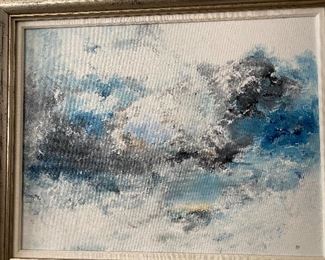 Lot 41: $25- Small painting of surf by B.A.Porter