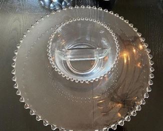 Lot 65: $35- Candlewick platter and bowl 14-1/2"