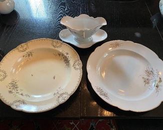 Lot 79: $40- Hutschenreuther 2 large bowls 12-1/2" each and gravy boat