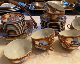 Lot 78: $45- Kutani tea set-36 pieces, cups, saucers, small bowls, larger handled dish and 2 vases