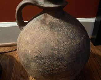 Lot 87: $150- Antique ceramic wine jug 14"H x 9"Diameter