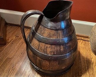 Lot 88: $245- Antique French wooden wine jug cask 15"H x 11"W 