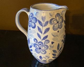 Lot 91: $25-Blue and white pitcher 9-3/4"H