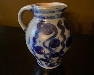 Lot 92: $35- Salt glazed pitcher 7"H