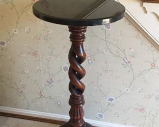 Wood Pedastal with stone top.