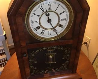 Wooden mantle clock.