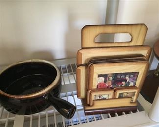 Bean pot and coaster holder.