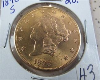 1898-S  Gold $20.00 Coin