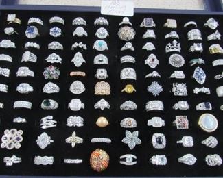 100 Sterling Silver Rings in Display - ALL 1 Lot