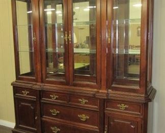 2 Piece Cherry Lighted China Cabinet