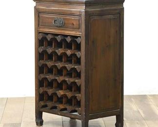 Solid Wood Spanish-Style Wine Storage Rack W/ Drawer