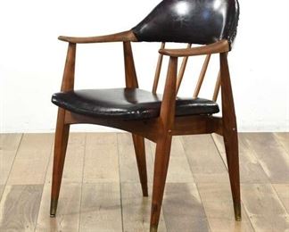 Vintage Chairmaster Teak Frame Dark Red Vinyl Arm Chair