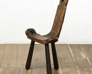 Small Spanish-Made 3 Leg Wood Milking Stool