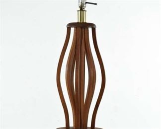 Curvy Modern Teak Wood-Style Table Lamp - No Shade