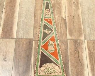 Narrow Green Black Red Birds Tapestry