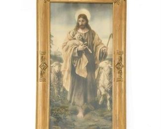 Lambs And Jc Shepherd In Gold-Painted Frame