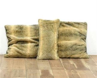 Set Of 3 Halo Soft Tan Faux Fur Pillows
