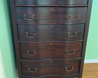 Tall Serpentine Front Antique Dresser