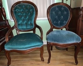 Two vintage upholstered chairs