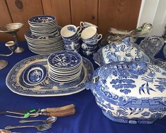 Assorted Willow Ware  includes scarce valuable soup tureen. Sold as lot