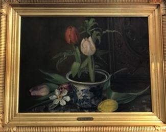 Still life with Tulips by A. Norbye