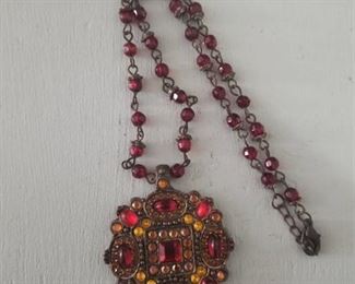 Red and Orange Jeweled Necklace.