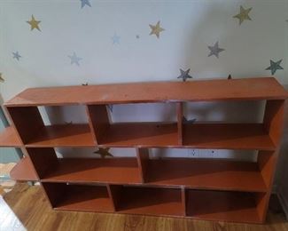 Salmon Orange Wooden Bookcase