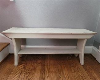 Antique White Wash Wooden Bench