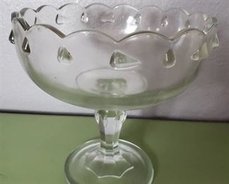 Vintage Indiana Glass Tear Drop Glass Footed Fruit/Candy Bowl