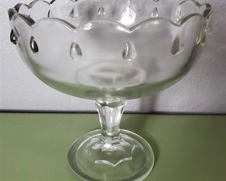 Vintage Indiana Glass Tear Drop Glass Footed Fruit/Candy Bowl