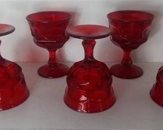 Lot Of 6 Vintage Viking Ruby Red Glass Goblets