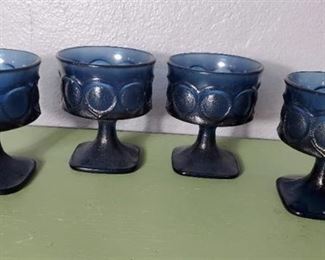 Vintage 70's Noritake Spotlight Blue Streamware Glasses
