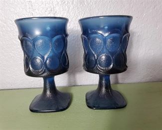 Vintage 70's Noritake Spotlight Blue Streamware Small Glasses