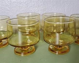 Lot of 7 Amber Stub Liquor Glasses