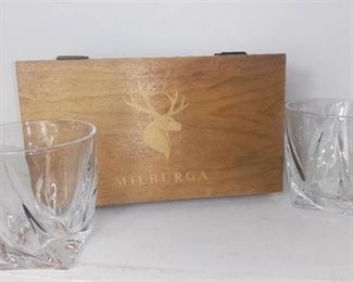 Lot Of 2 Milburga Twist Whiskey Glasses With Display Box