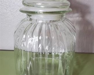 Vintage Ribbed Glass Jar with Rubber Sealed Lid