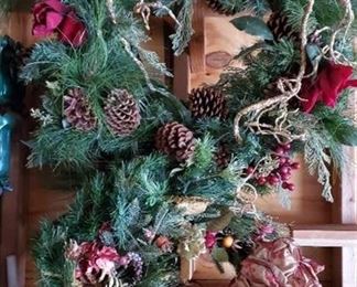 Lot of 2. 24 Inch Wreaths with Christmas Theme Decor on Them