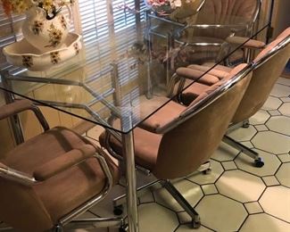 Glass Dining Room Table with Chairs