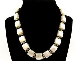 2114 - White Pearl-like Beaded Necklace 16" 