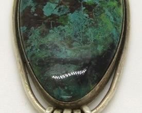 2126 - Sterling & Turquoise Pendant 3 1/2 x 1 1/4 