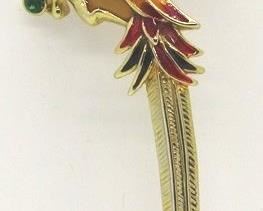 2175 - Cloissonne bird pin - signed 