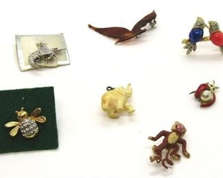 2193 - Lot Assorted Pins & Sterling Silver Lobster Charm 