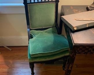 These black and green Eastlake chairs are really comfy.