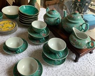 Oh I lied!  There was a tea set. And it's really pretty.  It'll go great with one of our tea carts.  Hint Hint, wink wink,  nudge, nudge.  
